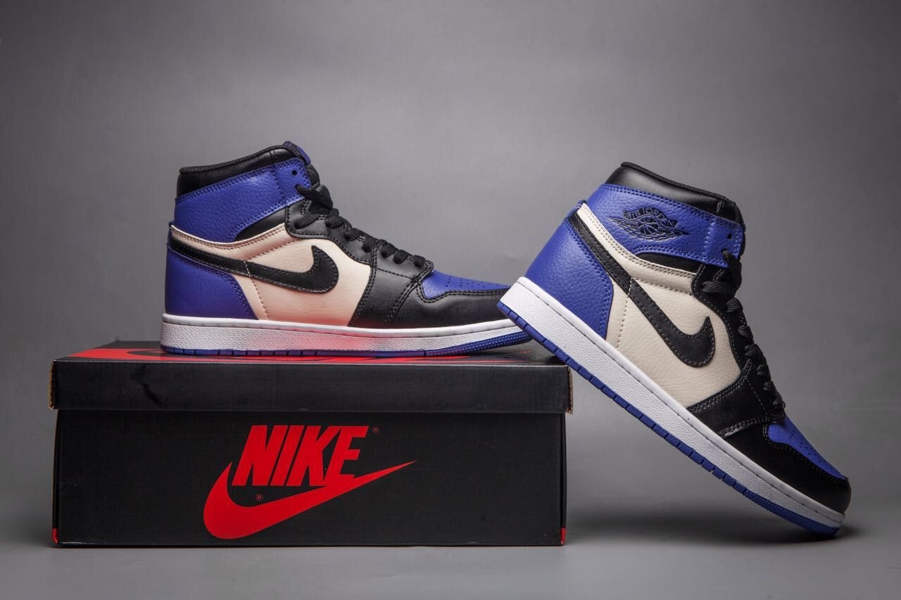 New Air Jordan 1 Toe Black Blue White Shoes